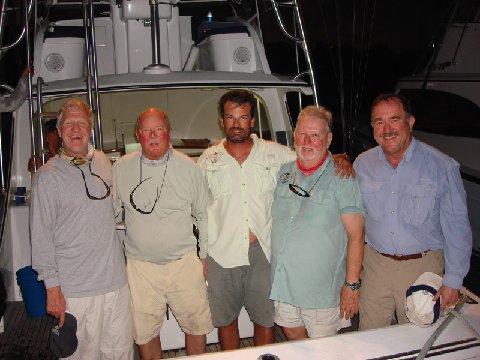 Happy Crew aboard Intensity after Jake Jordan caught 400+# Blue Marlin on fly, January 17, 2011
