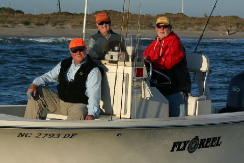 Rick Pope, Buz Bryson, Jake Jordan, aboard "Fly Reel" Albie fishing November 2008