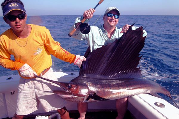 Peter McCarthy With first fly caught Guatemalan Sailfish at the Sailfish School