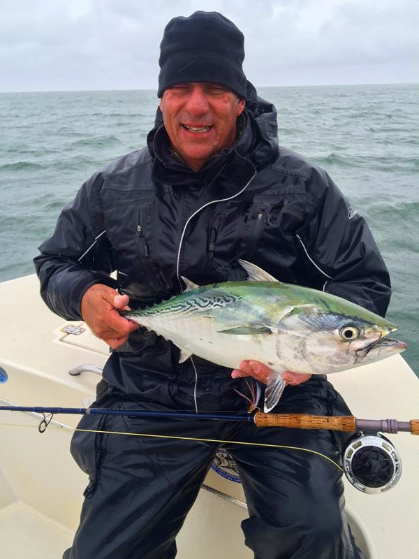 Eddie Matuzak releasing one of many Albies he caught on fly aboard "Fly Reel" November 2015