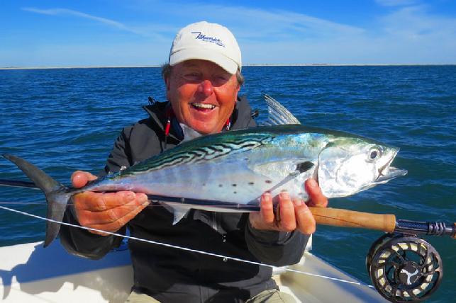 Captain David Edens, Albie on fly October 20 2014 aboard Fly Reel with Captain Jake Jordan